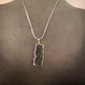 New amethyst slab silver rim